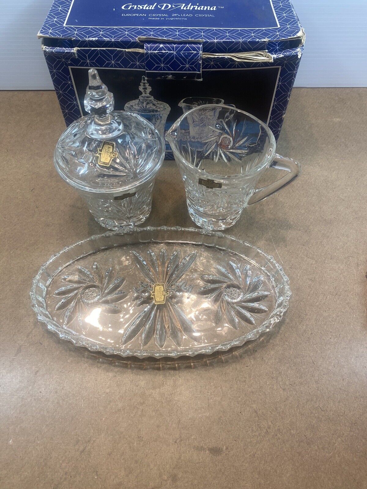 Crystal D'Adriana 24% Lead Crystal No 3536 Milk Sugar Cookie Tray Yugoslavia NEW