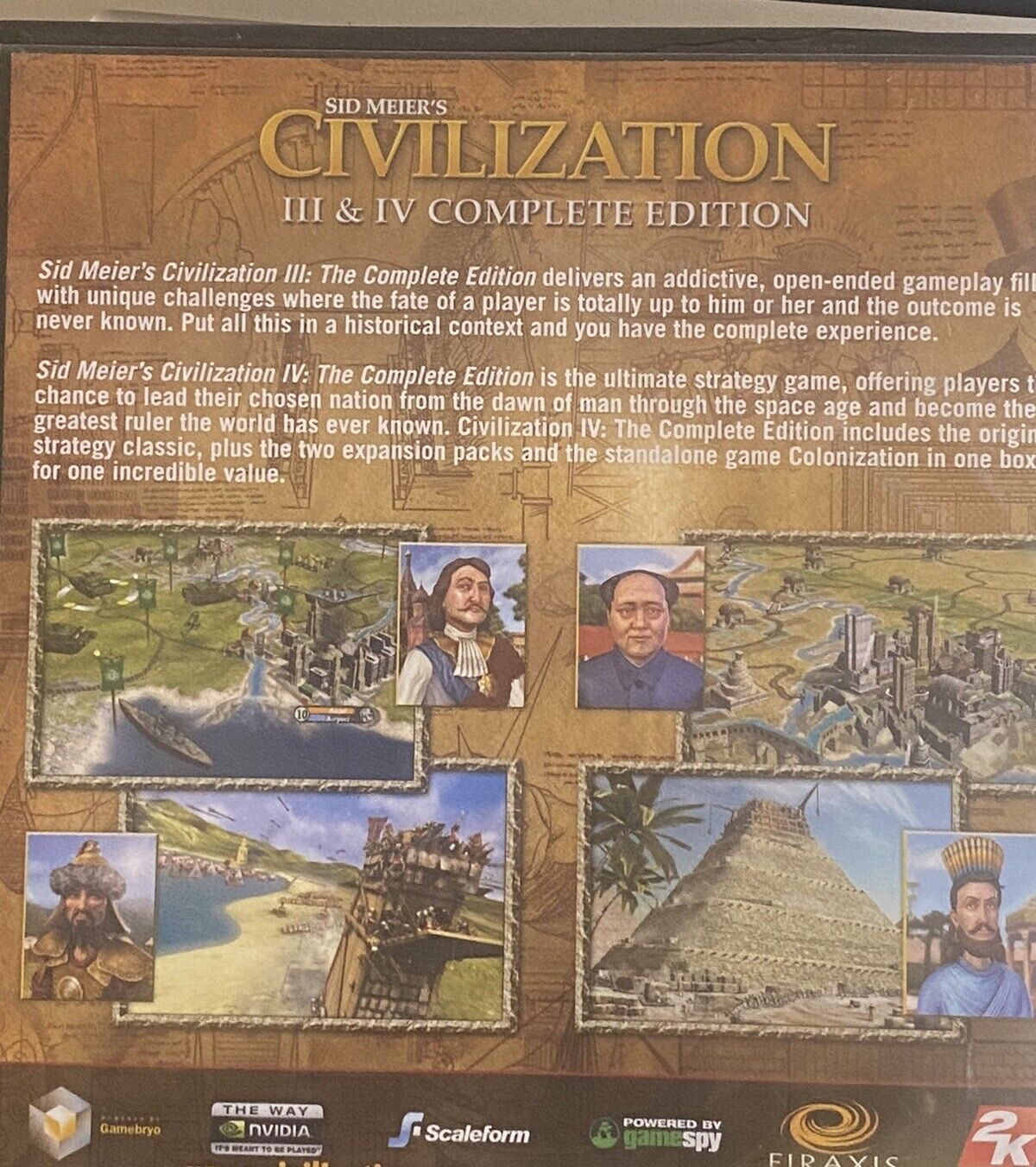 Games Windows Sid Meier's CIVILIZATION III IV Complete Edition Fat Case Firaxis