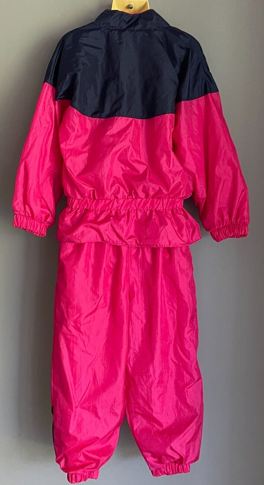 DANIELLE B Pink & Navy PUFFER Tracksuit Jacket Size M 5/6 & Pants Size S 4 Retro