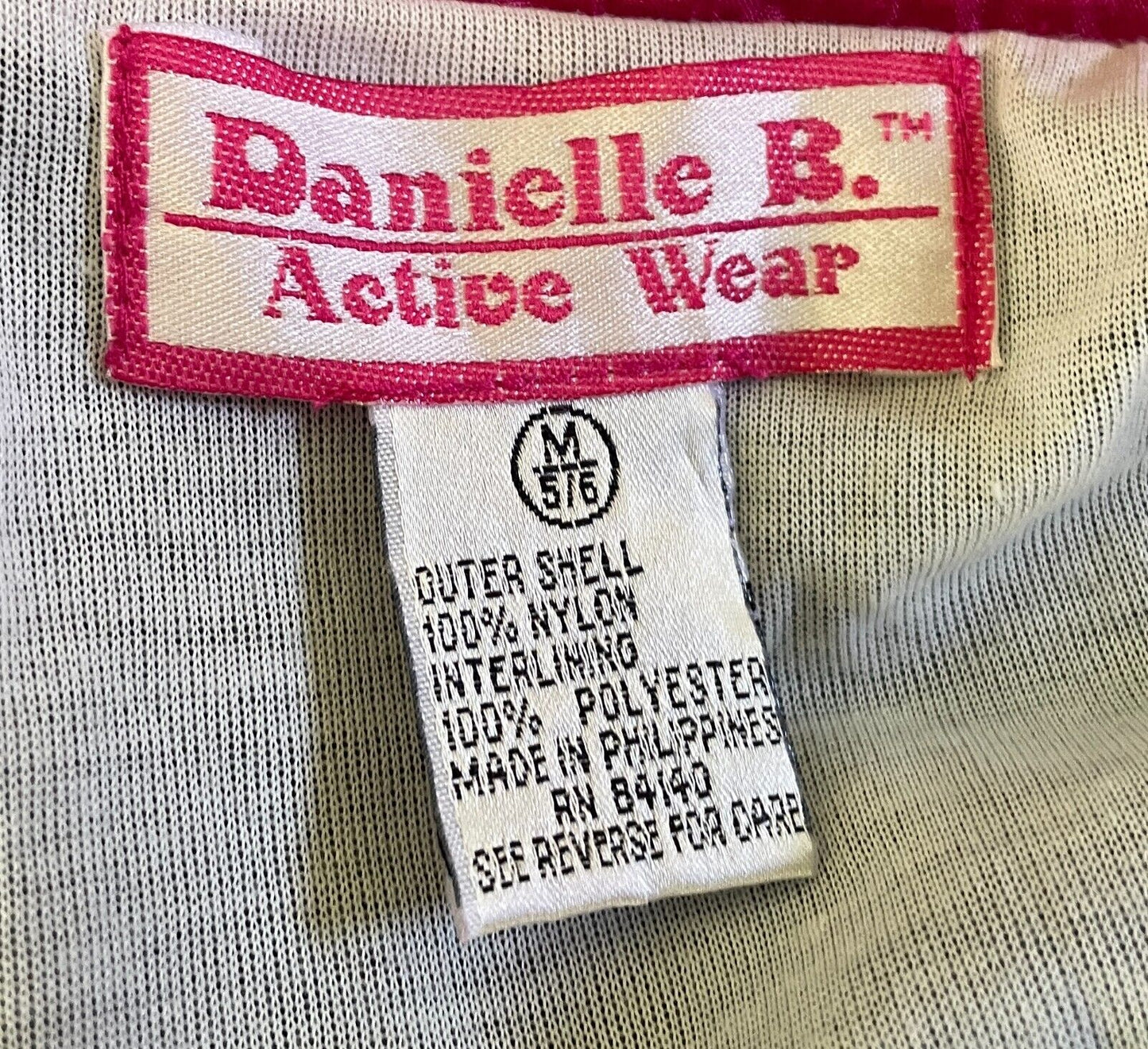 DANIELLE B Pink & Navy PUFFER Tracksuit Jacket Size M 5/6 & Pants Size S 4 Retro
