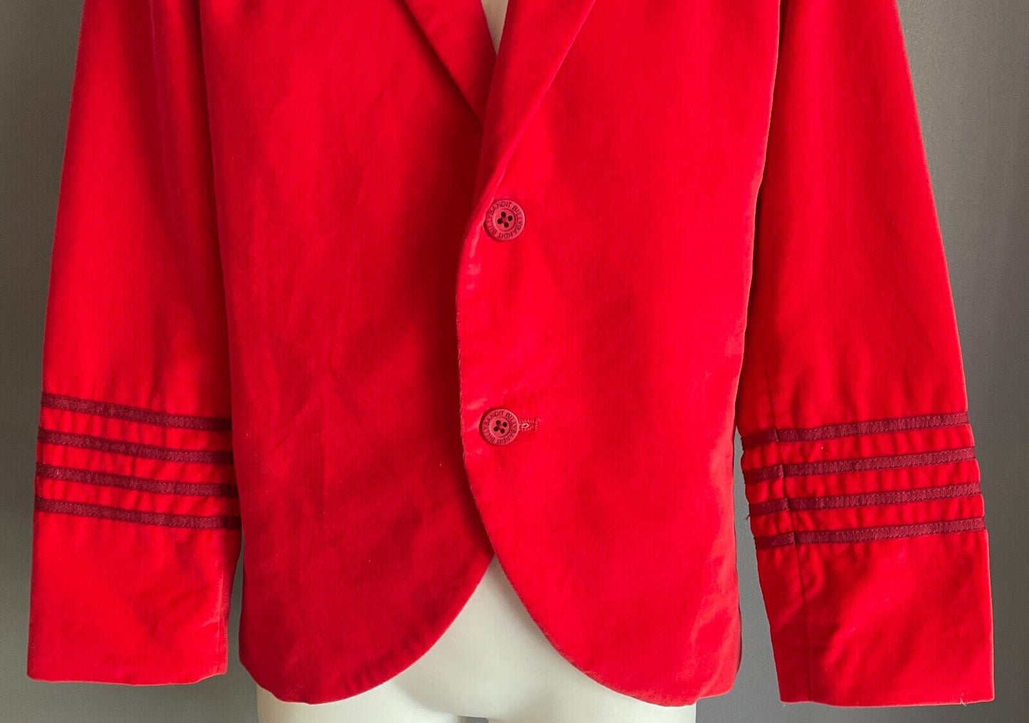 BILLY BANDIT Boys Red Velour Jacket Size 8 Long Sleeves French Bulldog Lapel