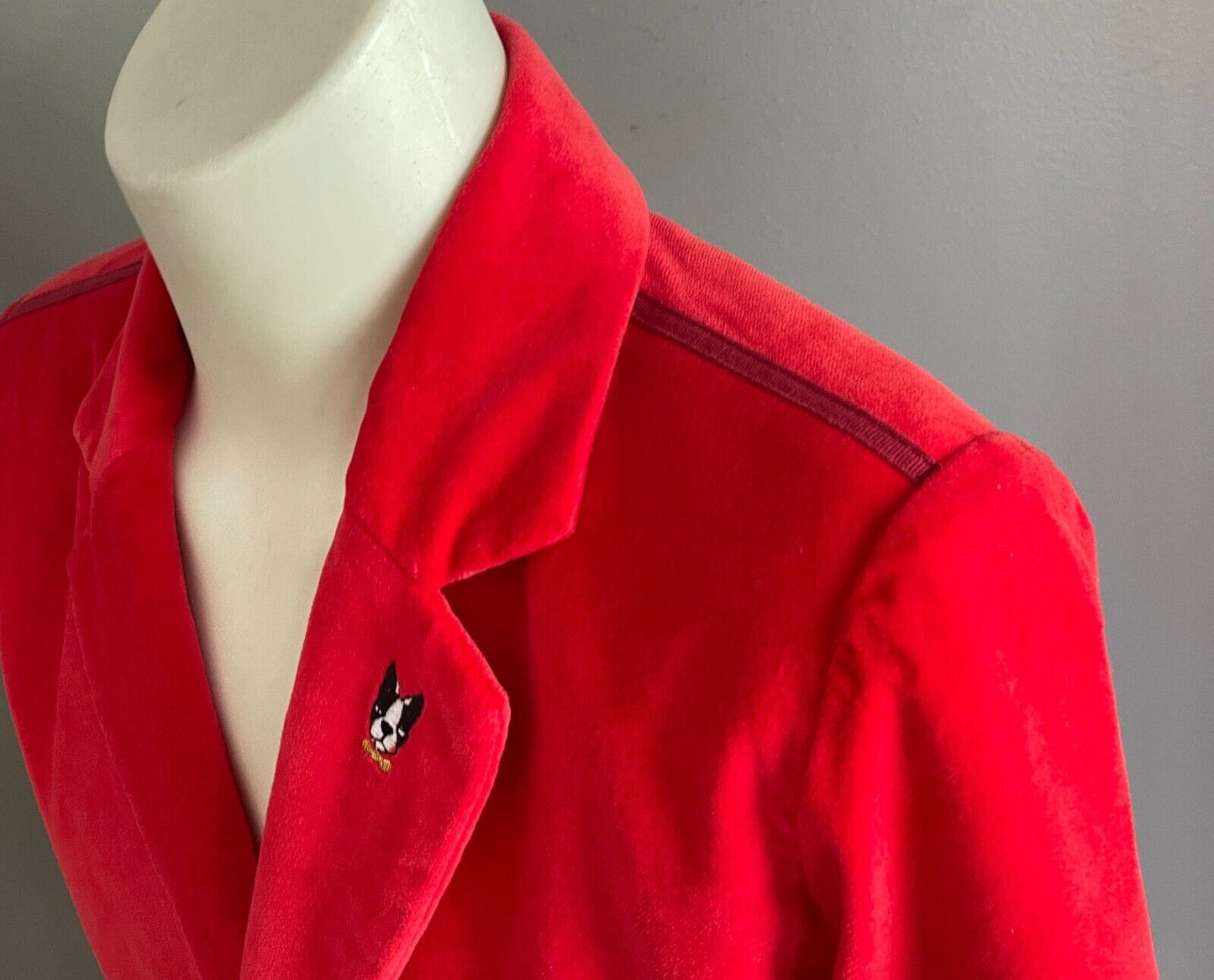 BILLY BANDIT Boys Red Velour Jacket Size 8 Long Sleeves French Bulldog Lapel