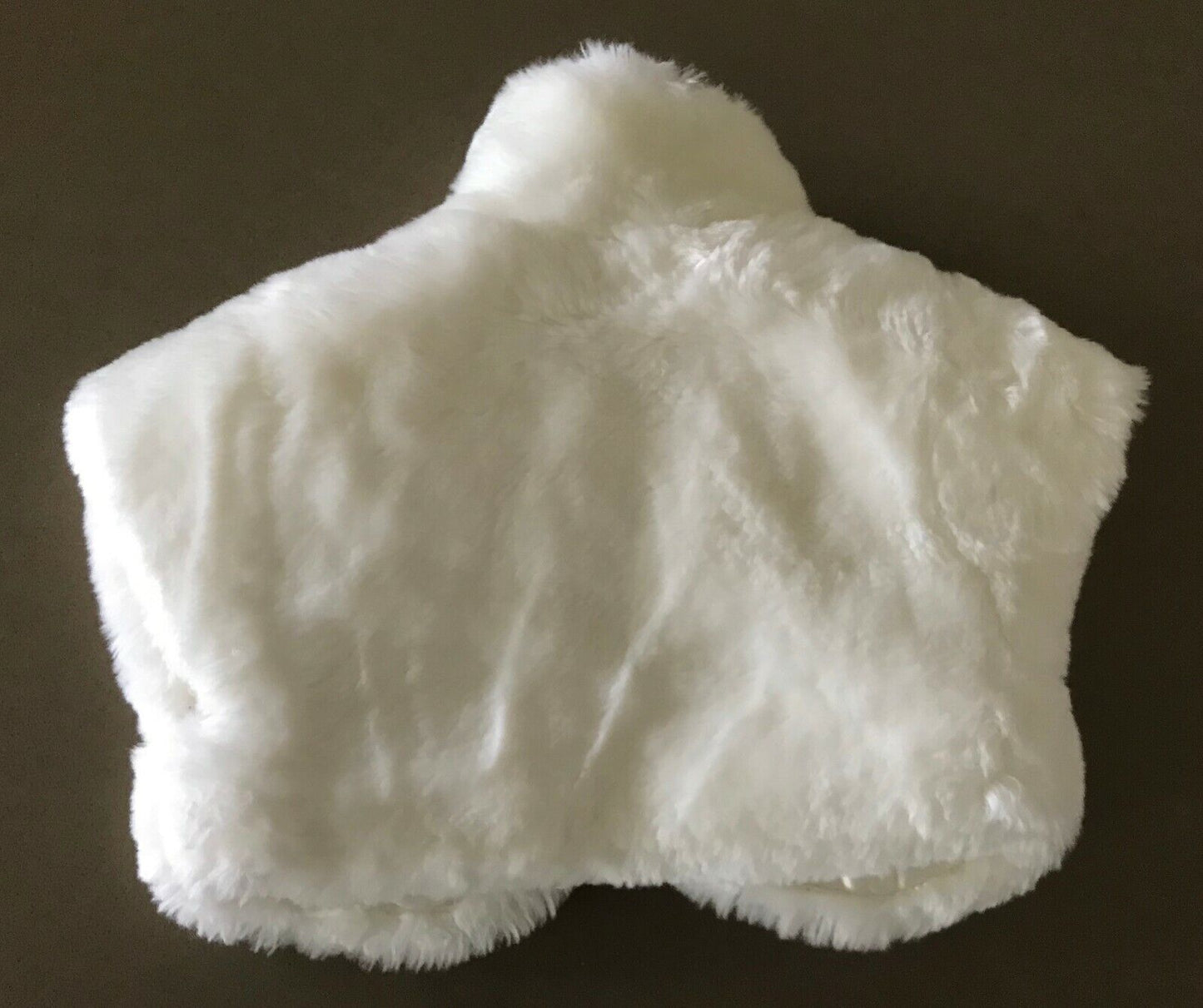 Baby Girl ADAMS BABY Fluffy Vest Ivory Faux Fur Bow Sh/Sleeve Jacket 6 9 mths