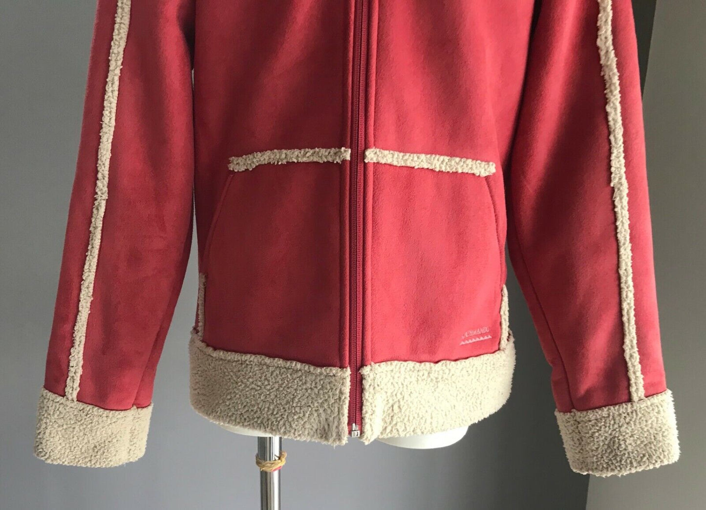 Tween Girl KATHMANDU Pink Sherpa Trim & Lined Faux Suede Jacket Sz 12 Super Warm