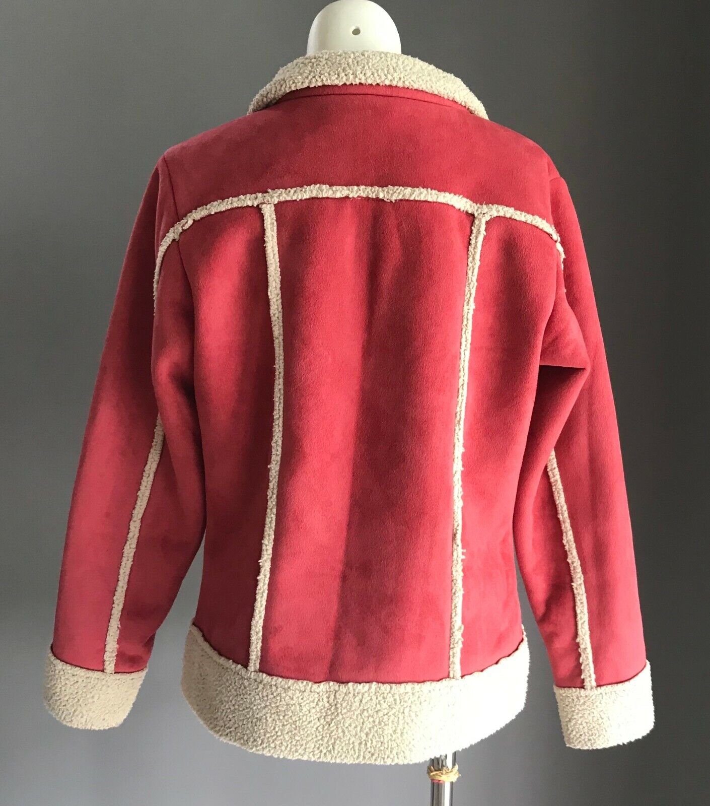 Tween Girl KATHMANDU Pink Sherpa Trim & Lined Faux Suede Jacket Sz 12 Super Warm