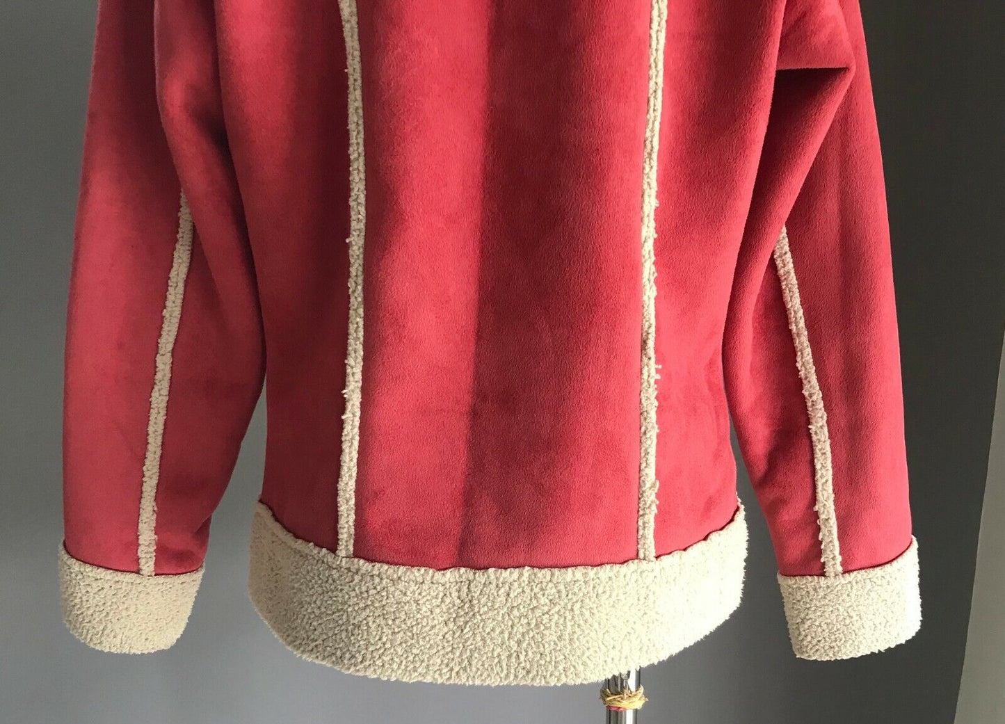 Tween Girl KATHMANDU Pink Sherpa Trim & Lined Faux Suede Jacket Sz 12 Super Warm