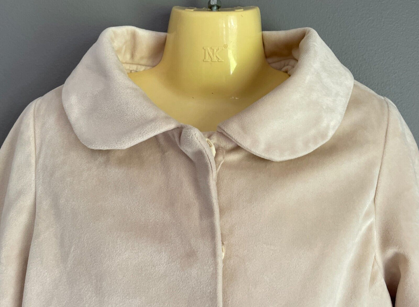 Girls Velour Jacket Collar Teddy Bear Bow Heart Appliques Beige Long Sleeves 5 6