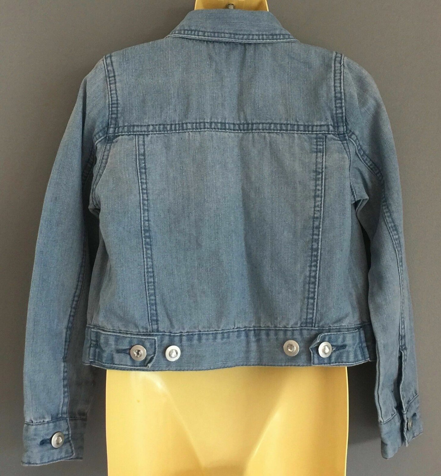 Vintage Girls PUMPKIN PATCH Denim Jacket Faded Blue w Lace Trim Buttoned Size 7