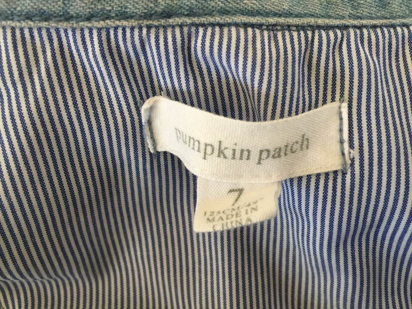 Vintage Girls PUMPKIN PATCH Denim Jacket Faded Blue w Lace Trim Buttoned Size 7