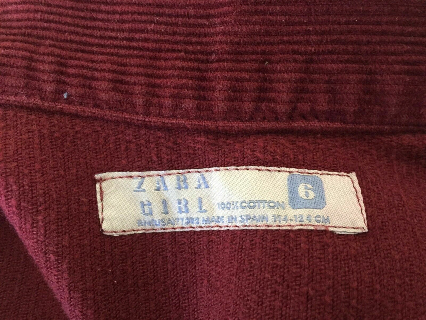 Girls Size 6 ZARA GIRLS Jeans Jacket Burgundy Corduroy Jacket Bikers NEW