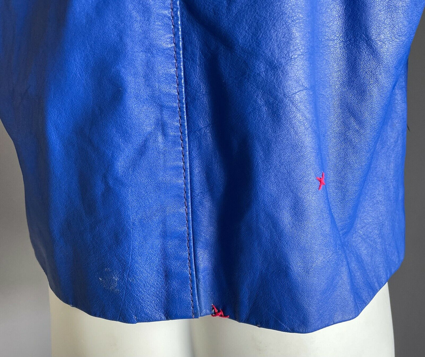Boys CLAUDE Cobalt Blue Pleather  w Red & Black Stripe Moto Style Jacket Size 4