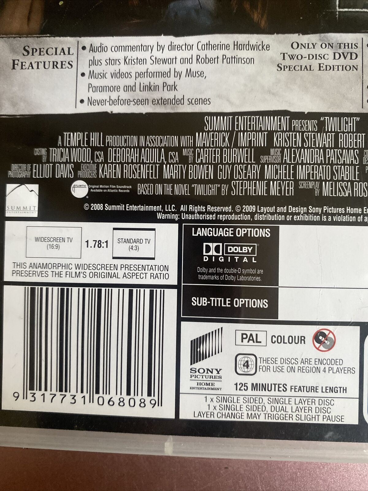 DVD TWILIGHT  2009 2 Disc Set Special Edition R4 Special Features