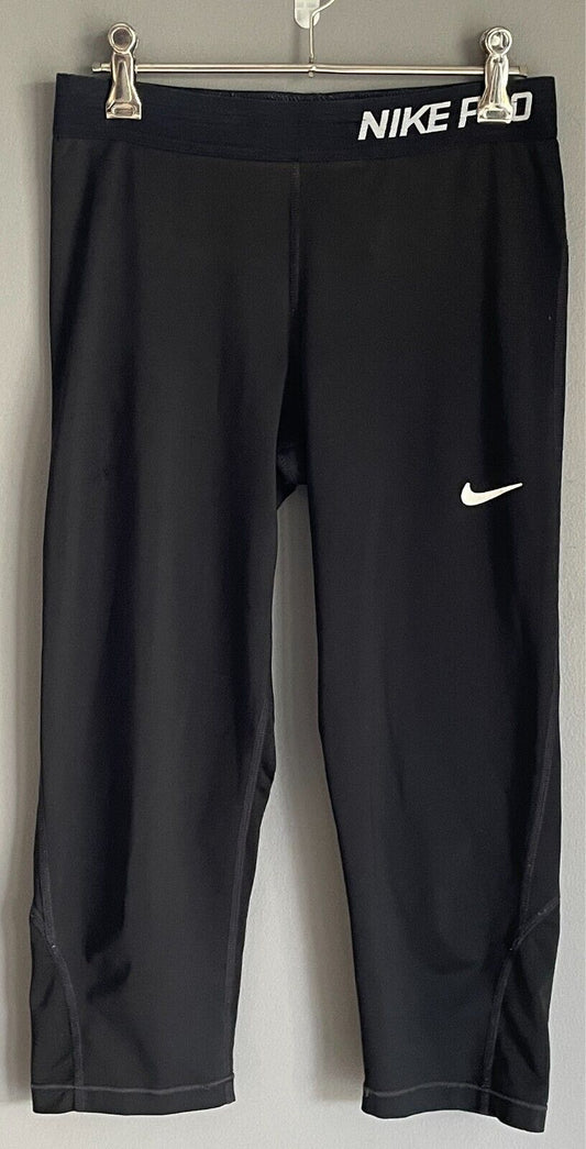 Girl's NIKE PRO Black Capri Leggings Size XL 13 - 15 Years Stretch Elastic Waist