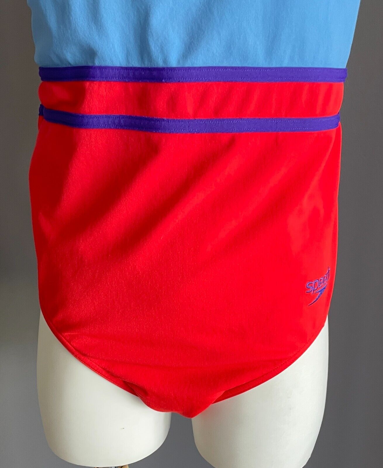 SPEEDO Endurance One Piece Swimsuit Brick Red Purple Blue Logo Teen Size 14