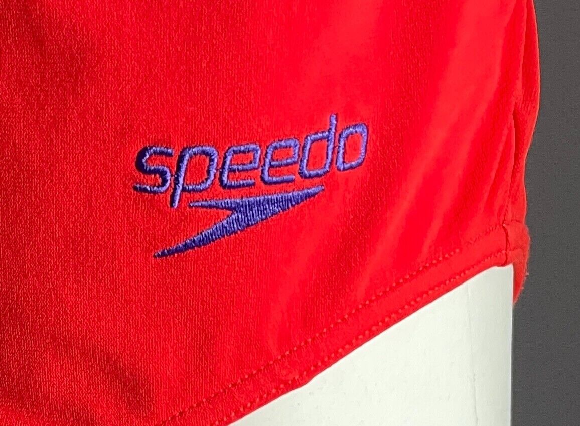 SPEEDO Endurance One Piece Swimsuit Brick Red Purple Blue Logo Teen Size 14