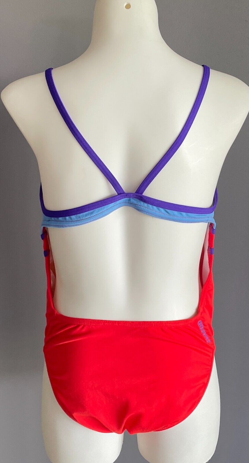SPEEDO Endurance One Piece Swimsuit Brick Red Purple Blue Logo Teen Size 14