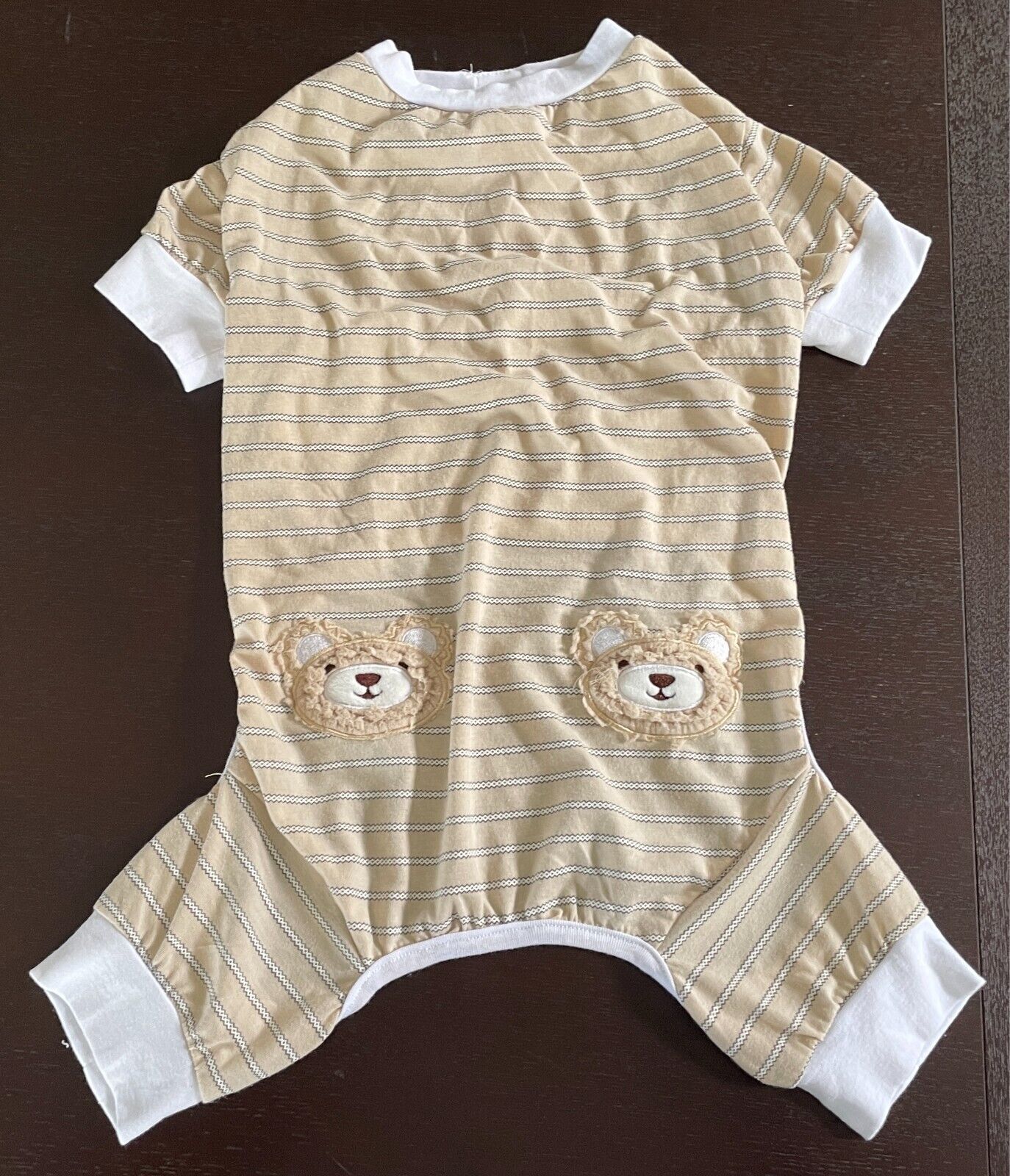 ANKO Pet Dog Summer Pyjamas Beige Brown White Stripe Teddy Bears Size XL NEW