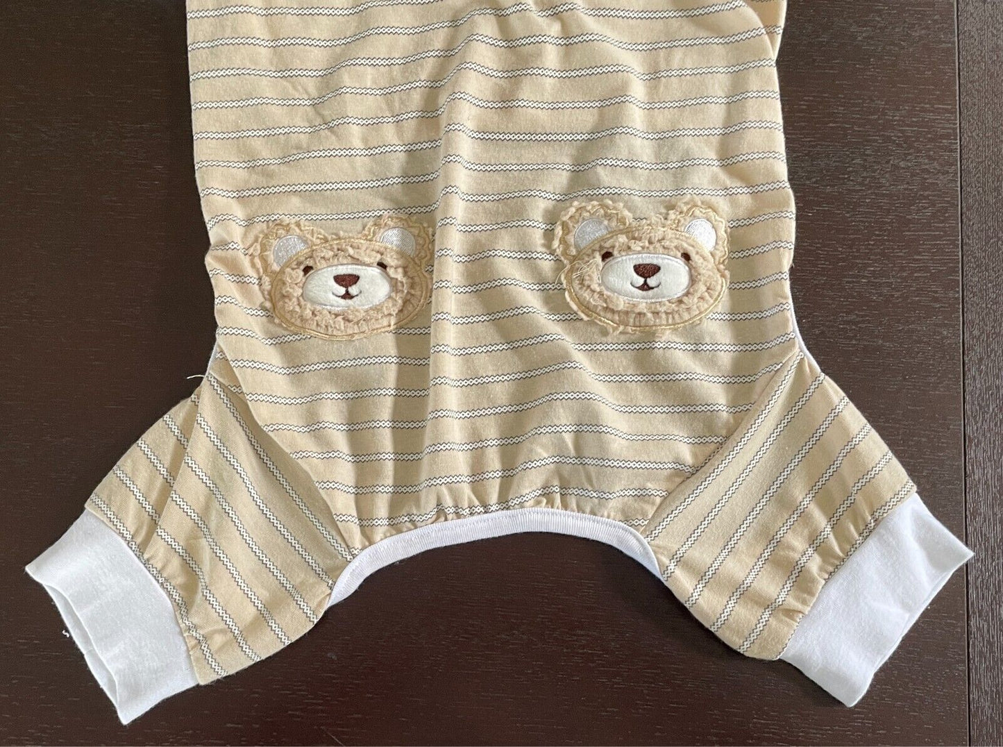 ANKO Pet Dog Summer Pyjamas Beige Brown White Stripe Teddy Bears Size XL NEW