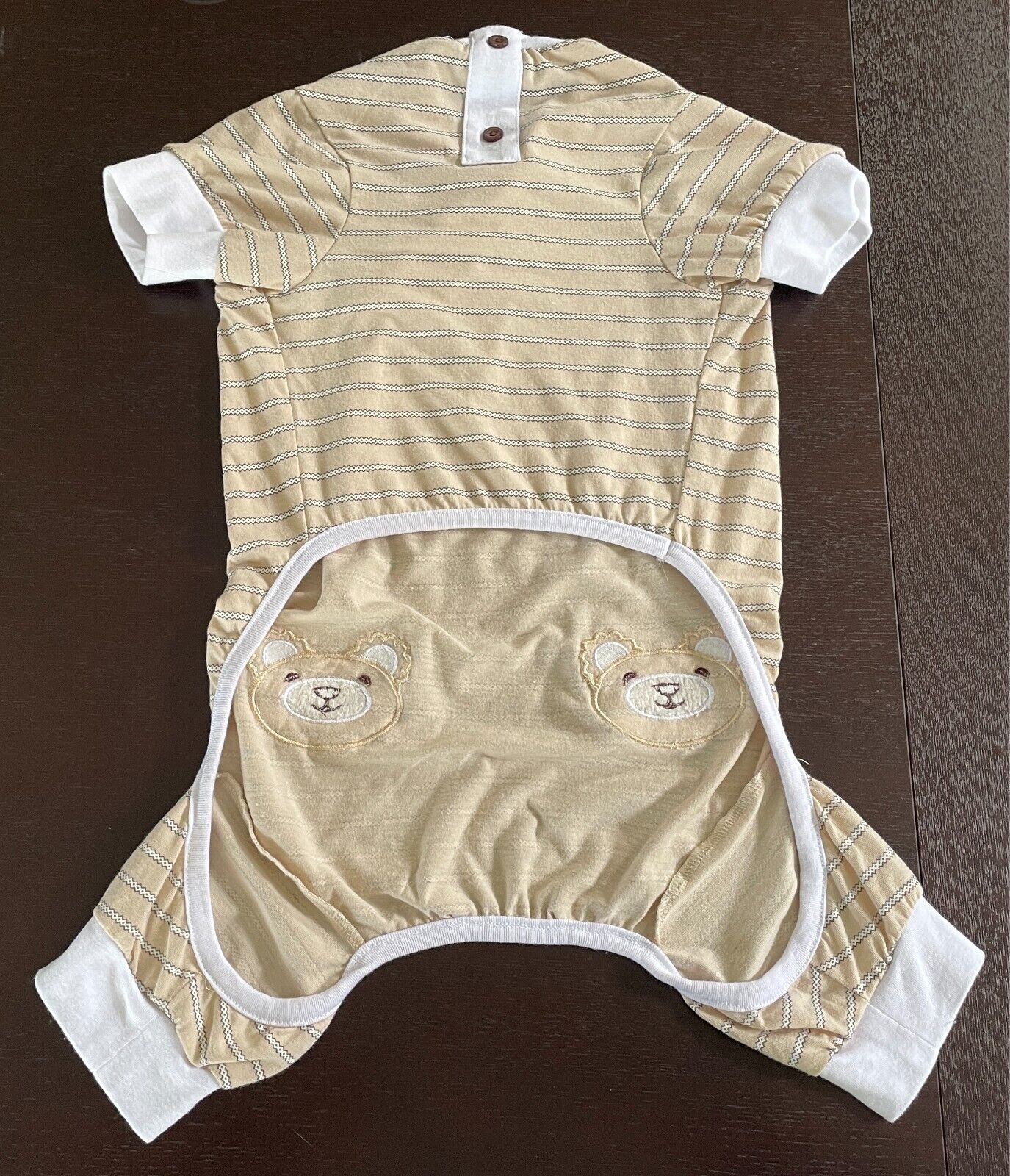 ANKO Pet Dog Summer Pyjamas Beige Brown White Stripe Teddy Bears Size XL NEW
