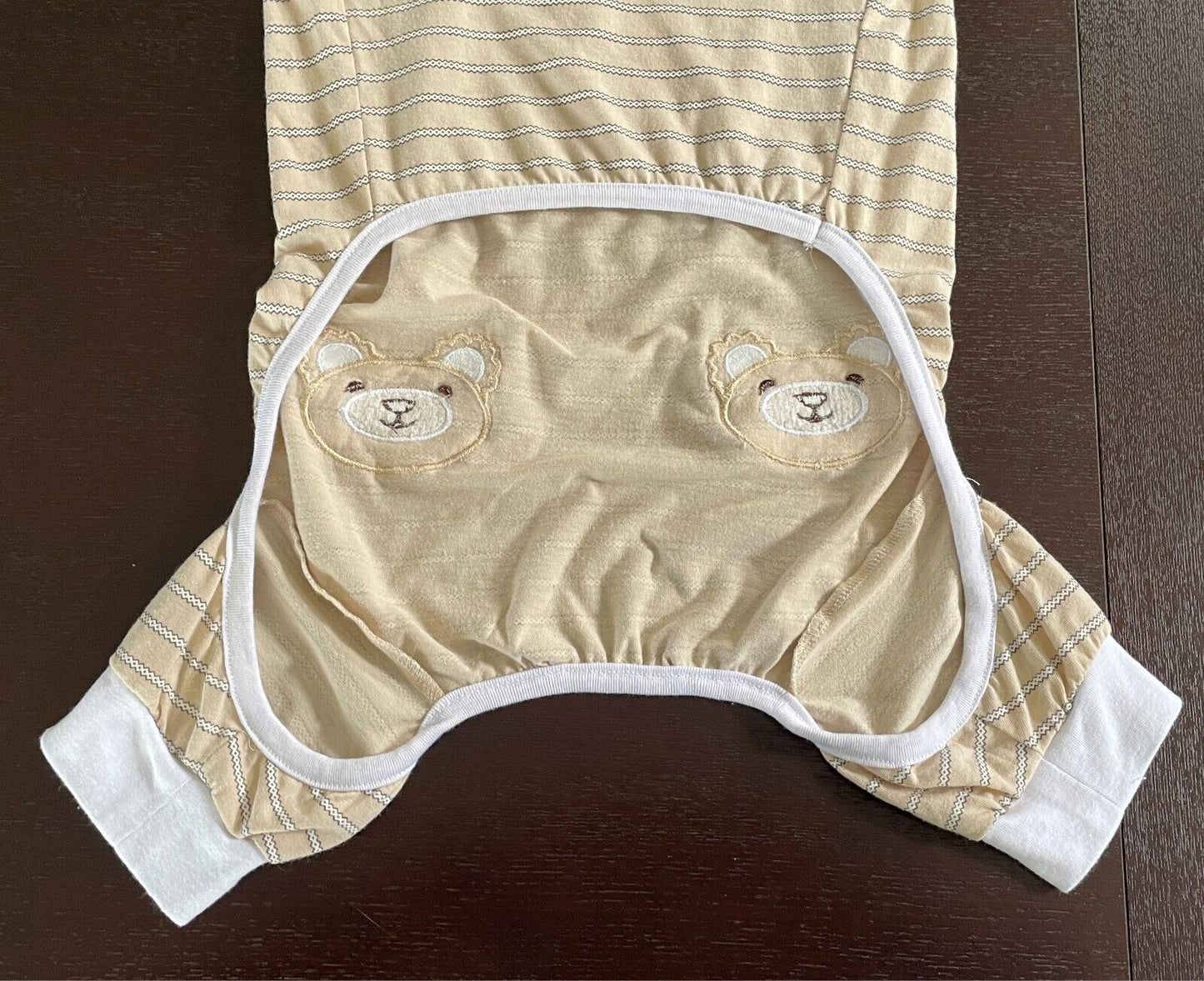 ANKO Pet Dog Summer Pyjamas Beige Brown White Stripe Teddy Bears Size XL NEW