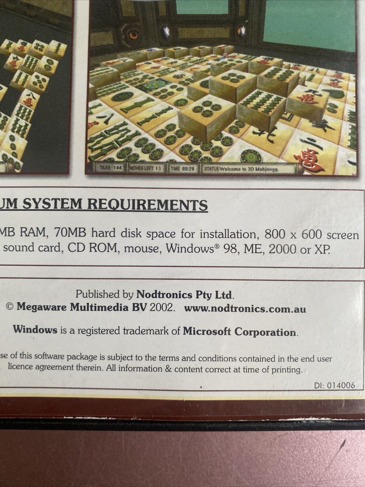 Over 99 MahJongg Games 3D Disc Manual Video Puzzle Mah Jong 2002 Windows 98 2000