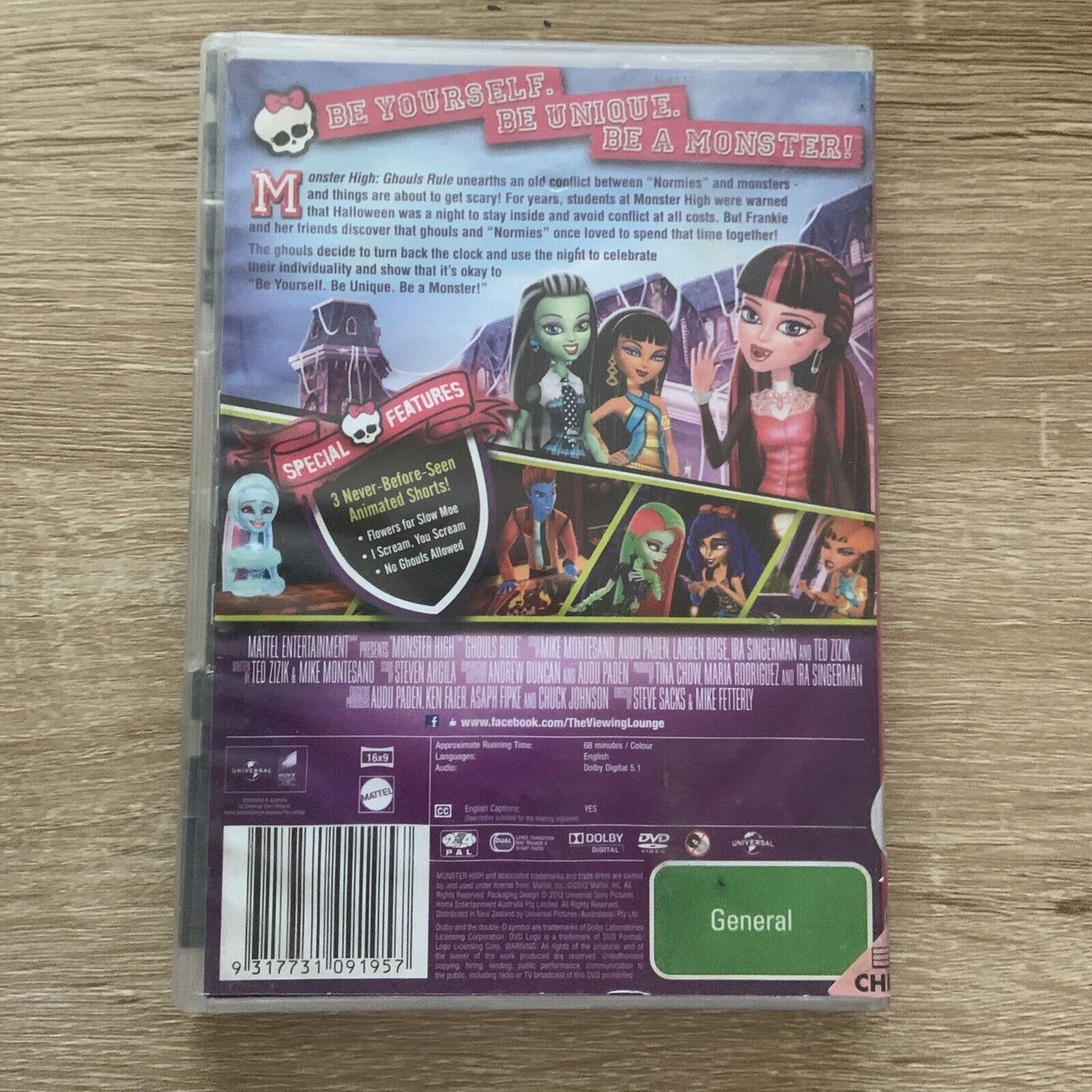 DVD MONSTER HIGH Ghouls Rule Movie R4 AU Animated Childrens Kids Movie