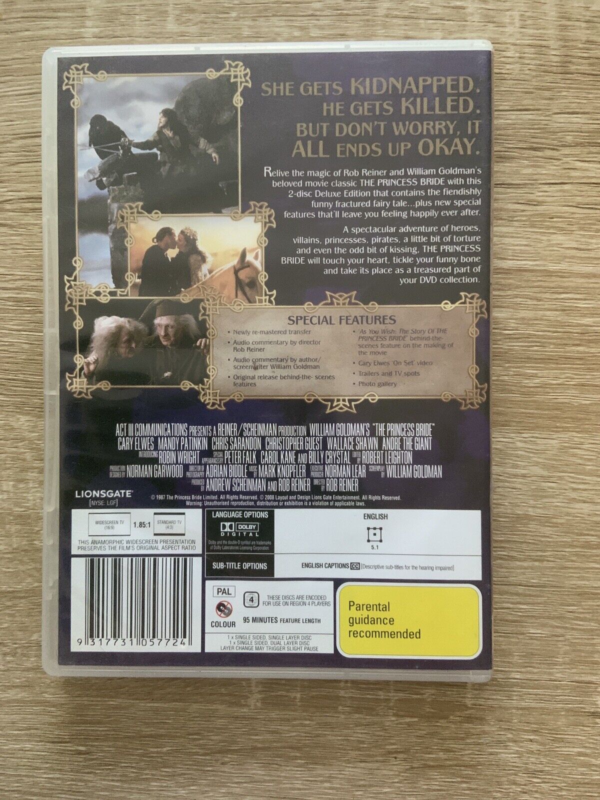 DVD THE PRINCESS BRIDE 1987 Cary Elwes Mandy Patinkin Robin Wright R4 Movie