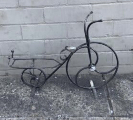 Bicycle Plant Stand Vintage Wrought Iron Black 52cm W Basket Garden Pot Holder