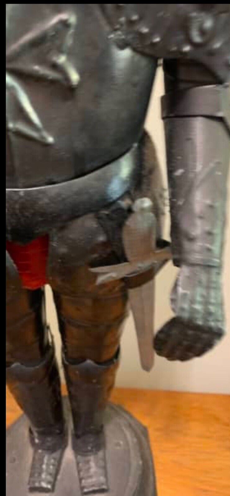 Mid century 53cm MALTA souvenir Medieval knight w sword Pressed metal tin Armour