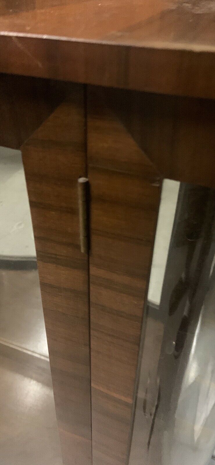 Vtg CHINA CABINET Queen Anne Bow Curve 2X Glass Shelf Timber Veneer NO KEY Open