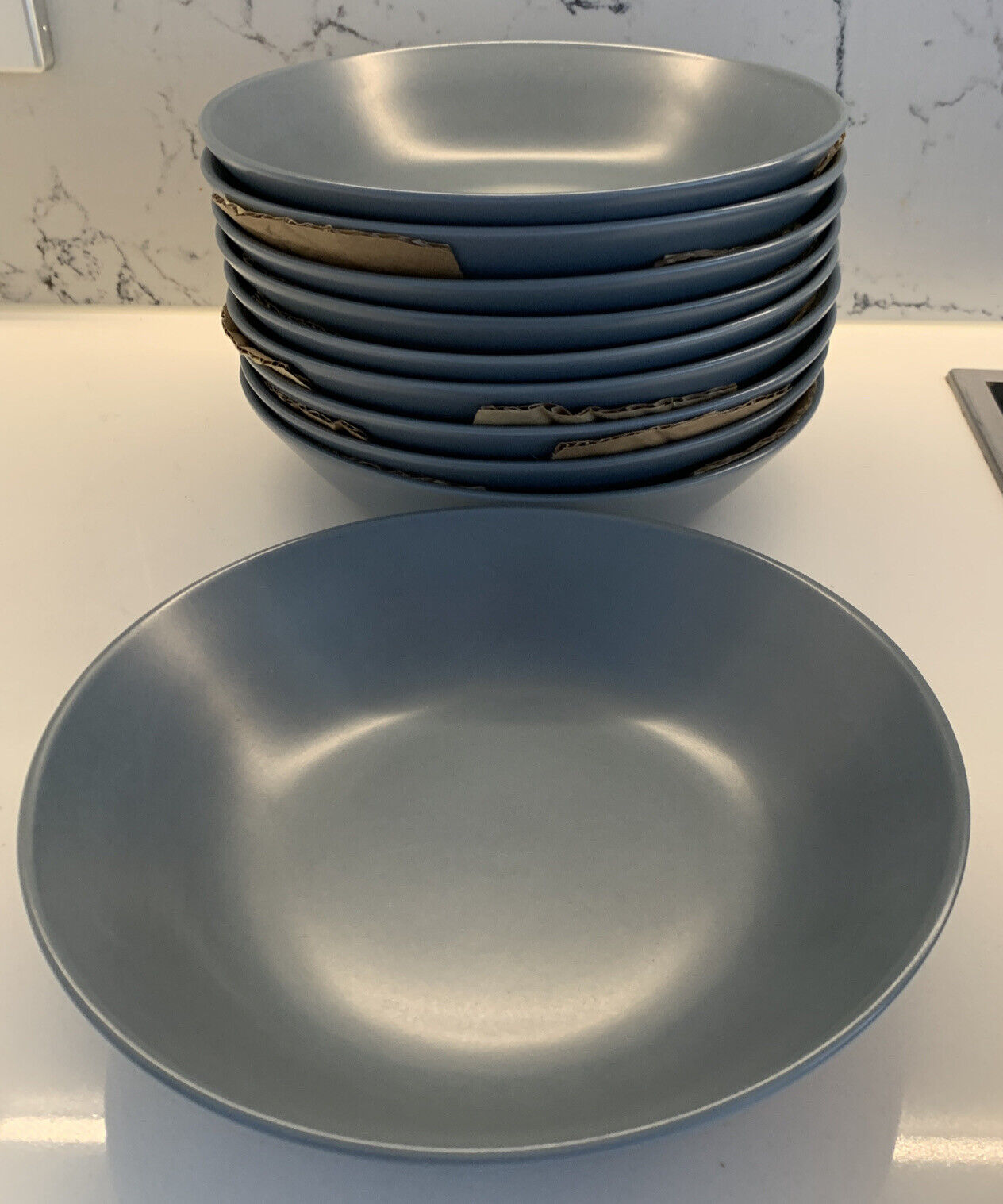 10x 22cm Matte Gloss Dinner PLATE Dinner Dessert Soup Cereal Bowl Grey Stoneware