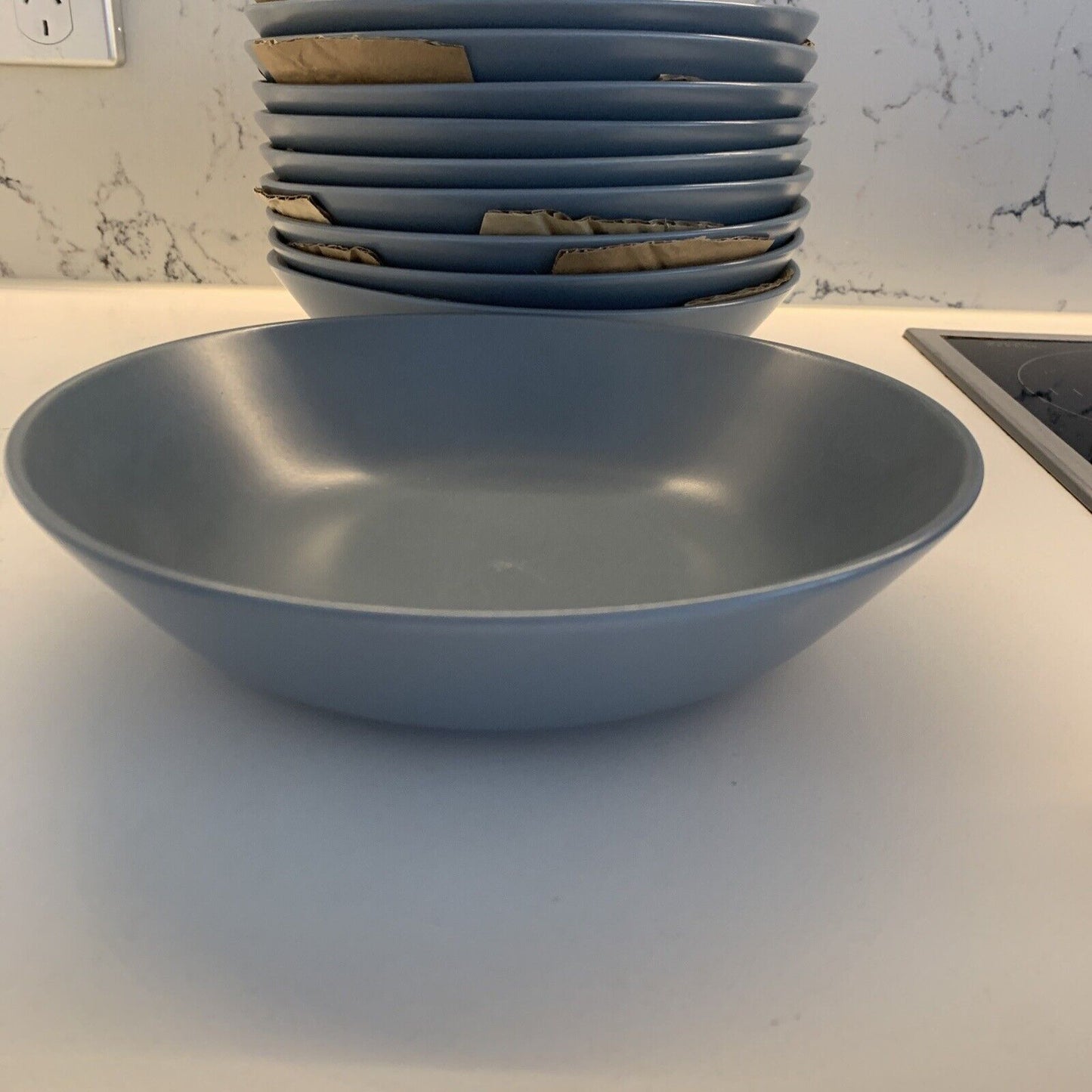 10x 22cm Matte Gloss Dinner PLATE Dinner Dessert Soup Cereal Bowl Grey Stoneware