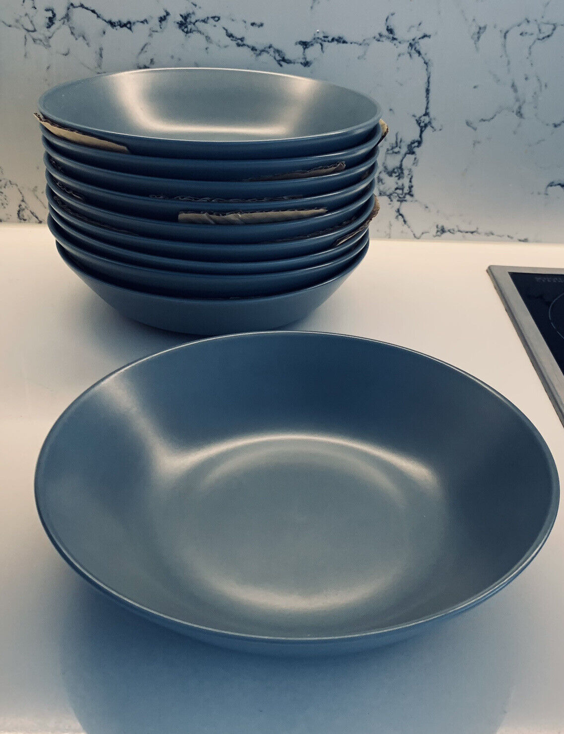 10x 22cm Matte Gloss Dinner PLATE Dinner Dessert Soup Cereal Bowl Grey Stoneware