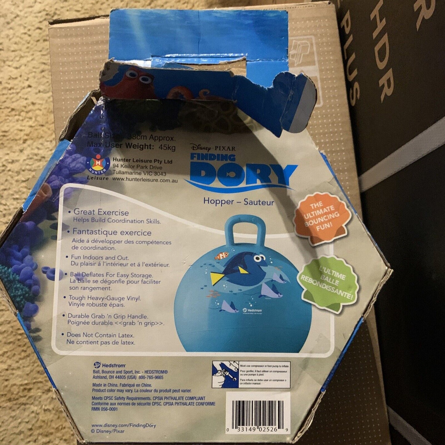 Disney Pixar FINDING DORY Hopper Ball Jumper New Opened Damaged Box Blue