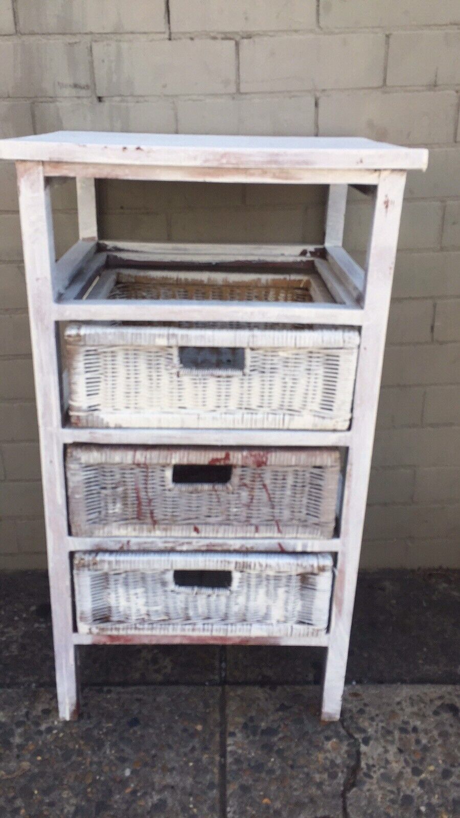 Timber Shelves W 3 Wicker Baskets -repaint and/or add another drawer or shelf