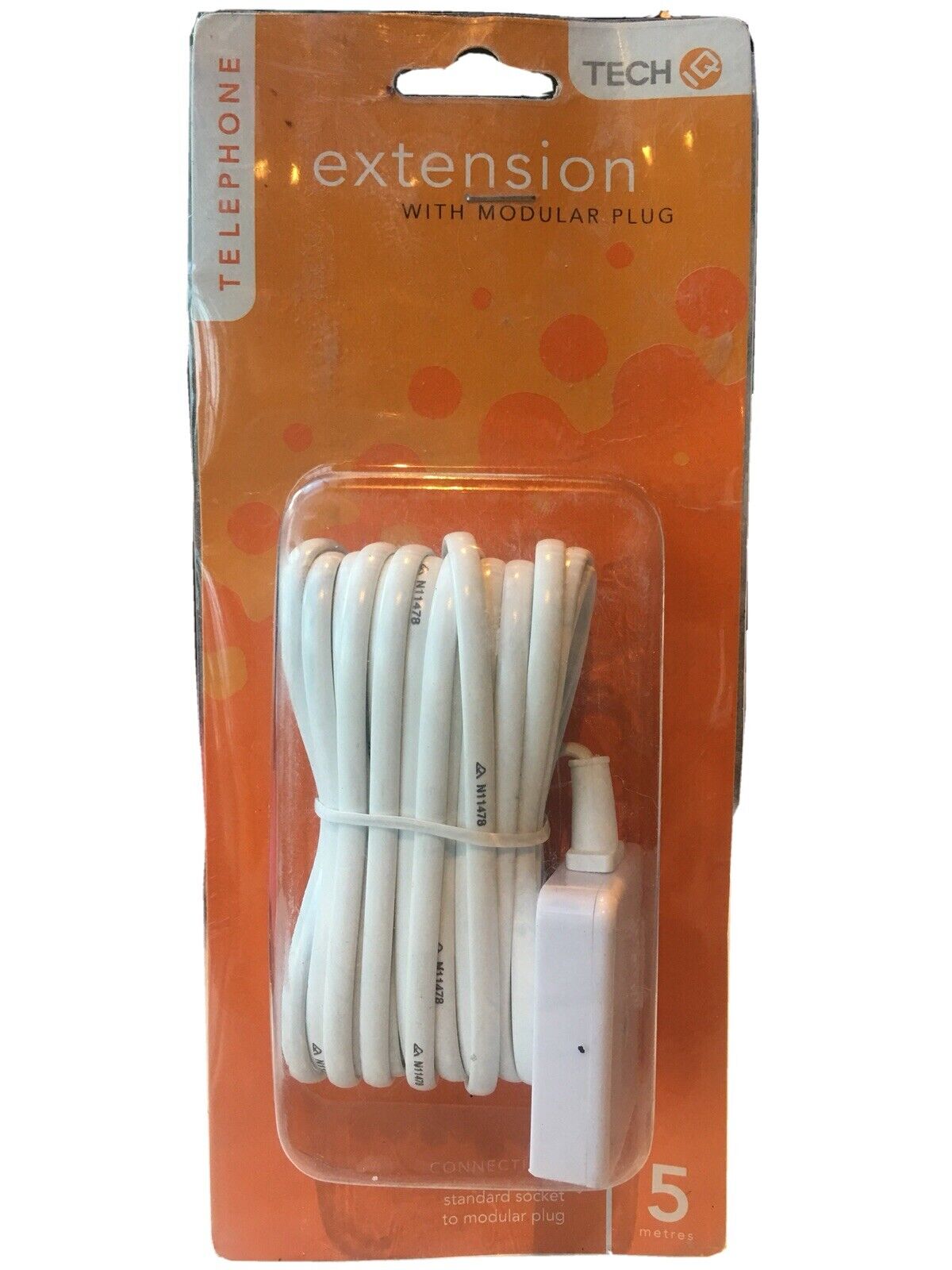 TECH IQ 5 Metre Telephone Extension Modular Plug Home Phone Cord Cable ADSL NEW