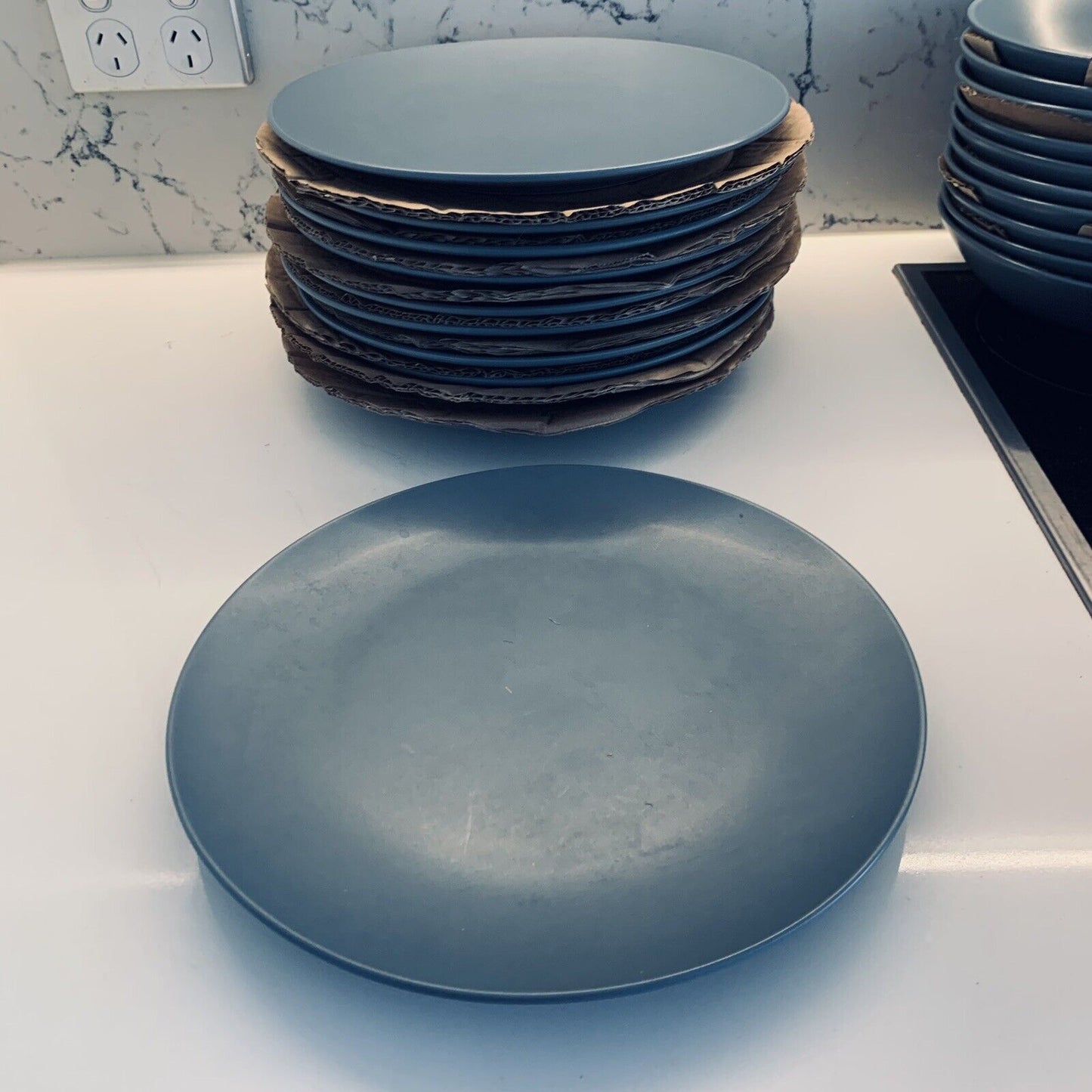 10x 26cm Matte Gloss Dinnerware Dinner Plate Grey Stoneware Beautiful