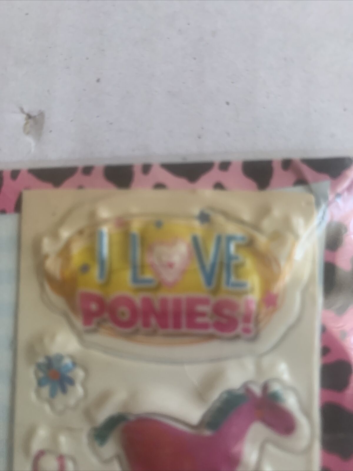 Vintage I Love Ponies Pony KeyRing & Cool 3D Stickers KEY CHAIN Horse Crazy