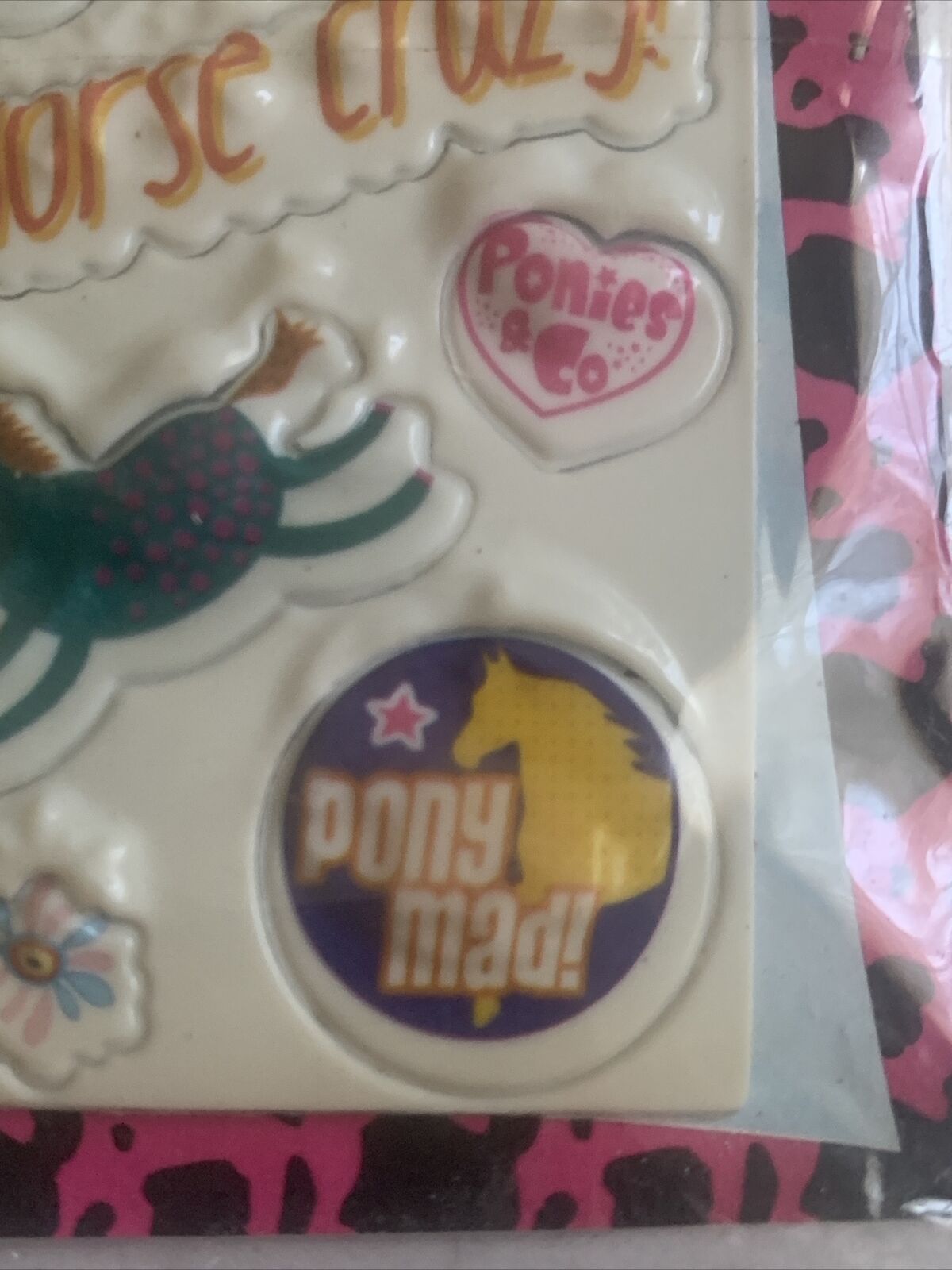 Vintage I Love Ponies Pony KeyRing & Cool 3D Stickers KEY CHAIN Horse Crazy