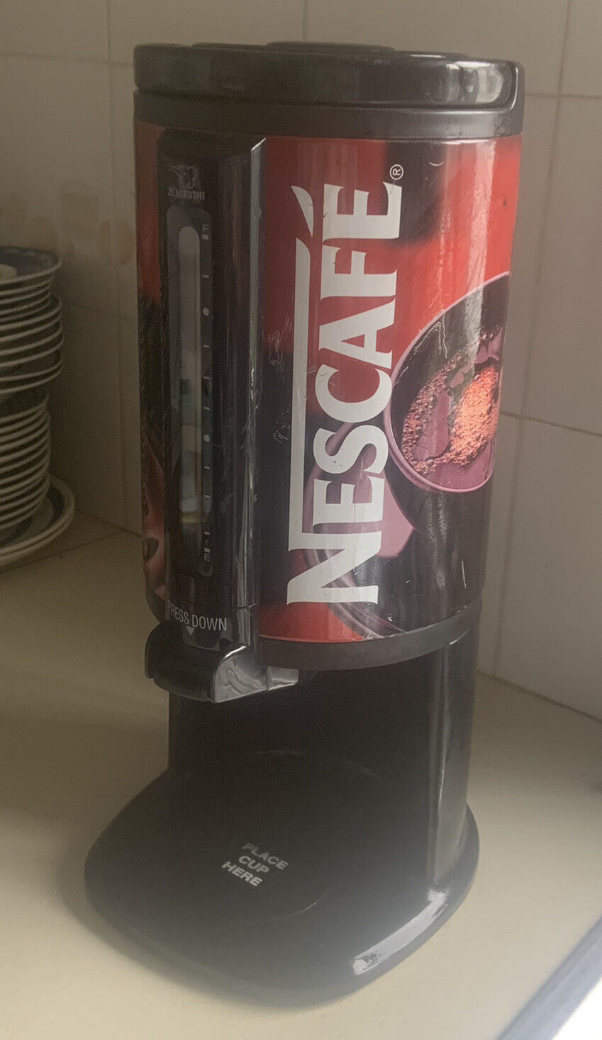 Vintage 42cm Nescafe ZQUIRUSHI Thermos Coffee Dispenser Maker W  Handle Promo