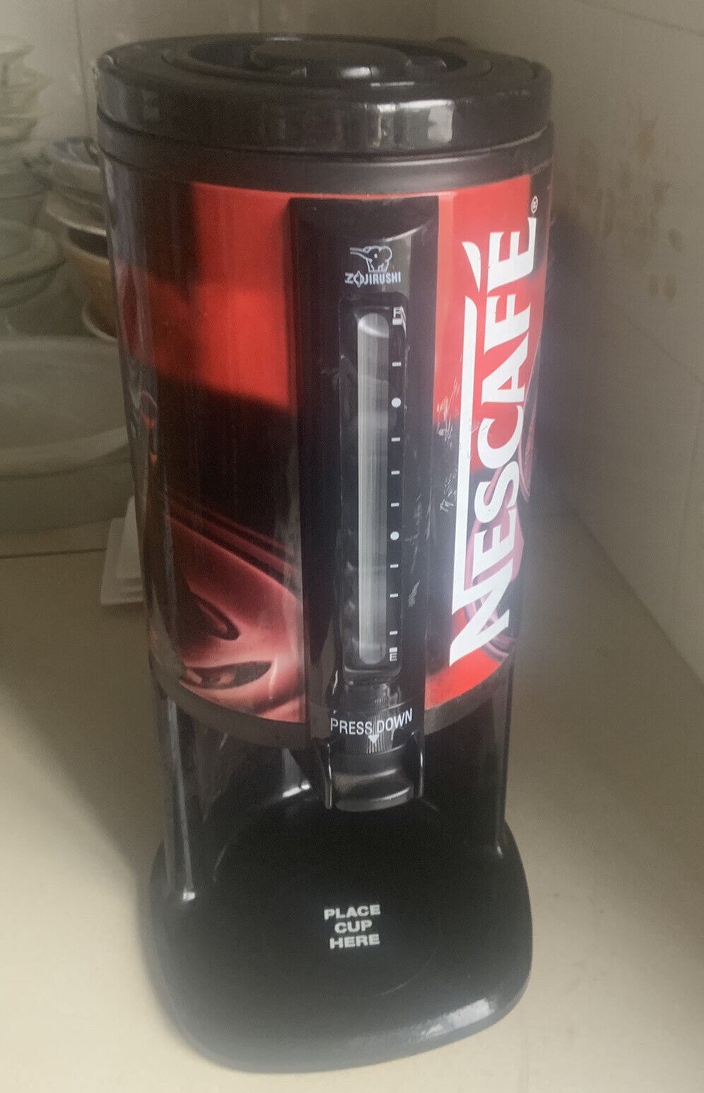 Vintage 42cm Nescafe ZQUIRUSHI Thermos Coffee Dispenser Maker W  Handle Promo