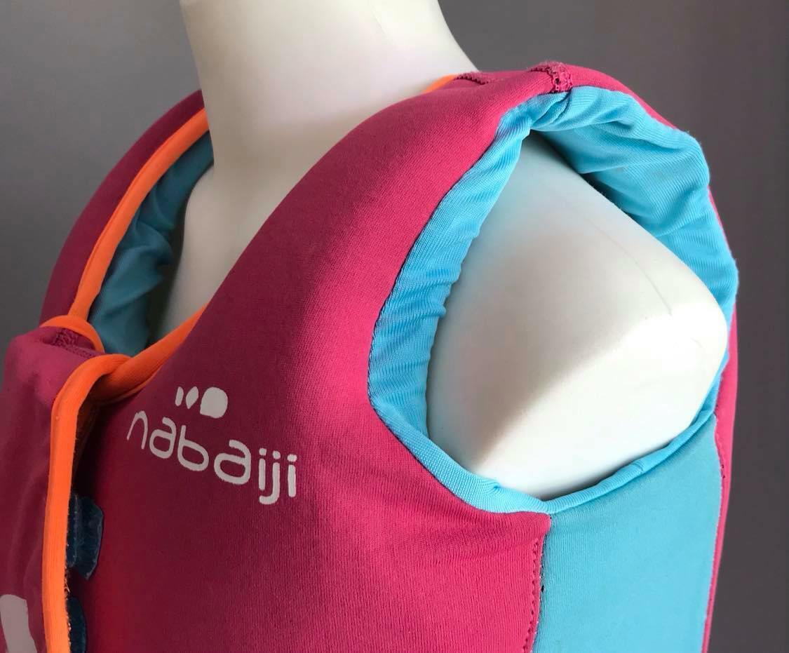 Girls NABAIJI Swim Vest & Cap Pink & Blue Foam Stretch Size M 18 30 kgs Buoyancy