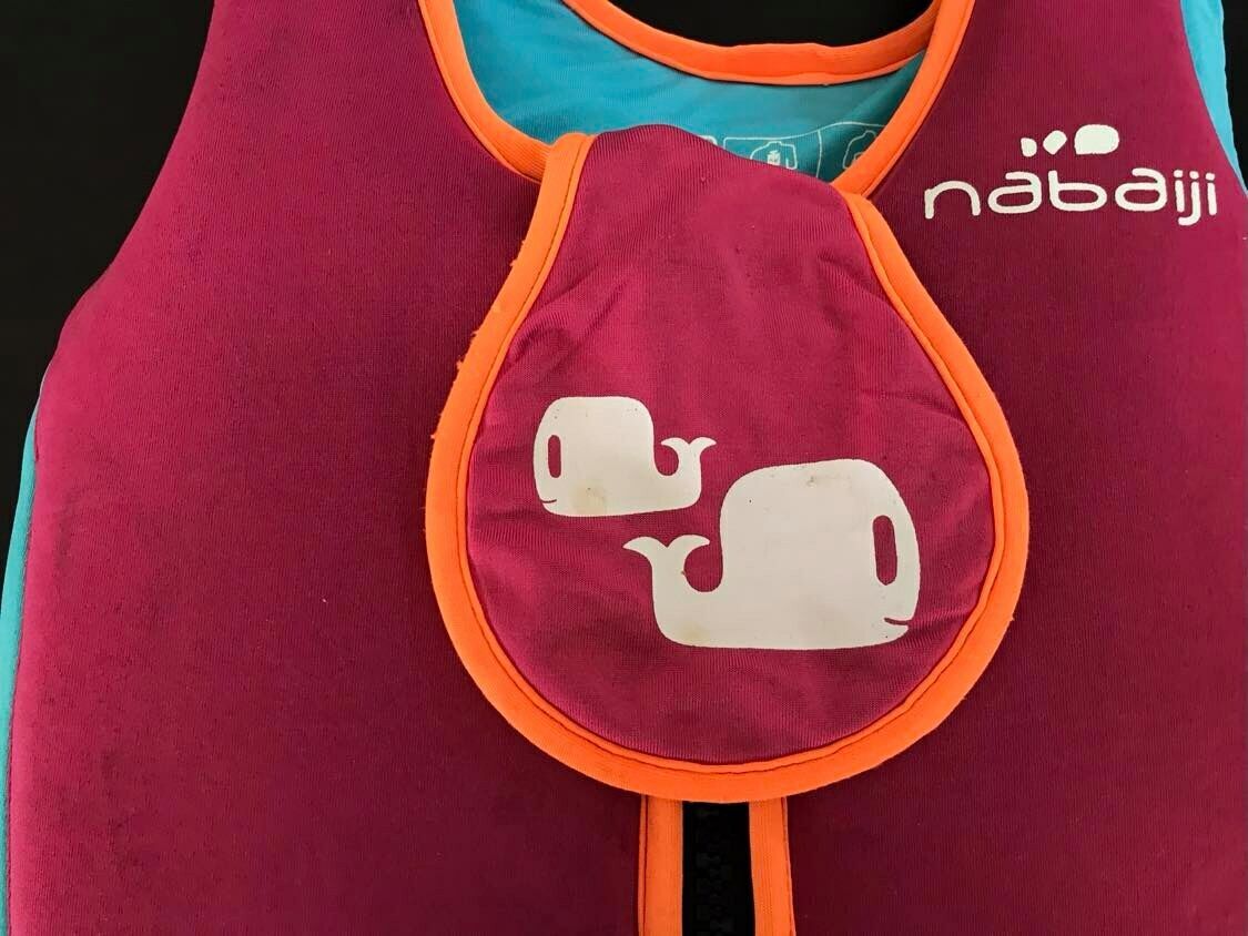 Girls NABAIJI Swim Vest & Cap Pink & Blue Foam Stretch Size M 18 30 kgs Buoyancy