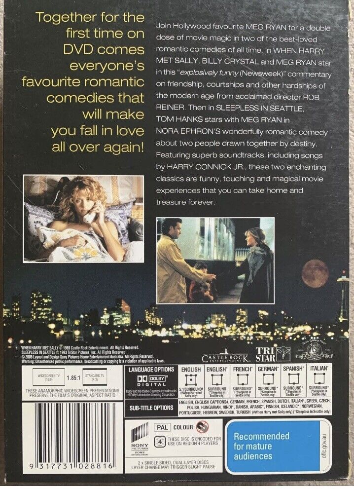 2 DVD Set When Harry Met Sally Sleepless In Seattle Ultimate Collectors Edition