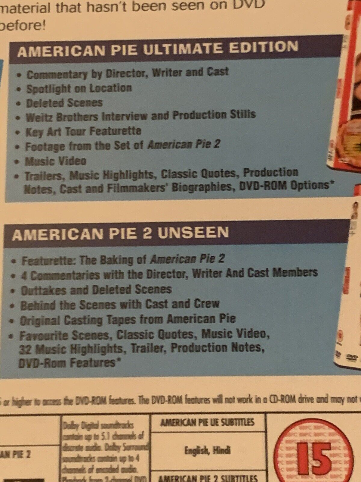 DVD Box Set American Pie & American Pie 2 Cult Comedy R2 Classic 2002 2 Disc