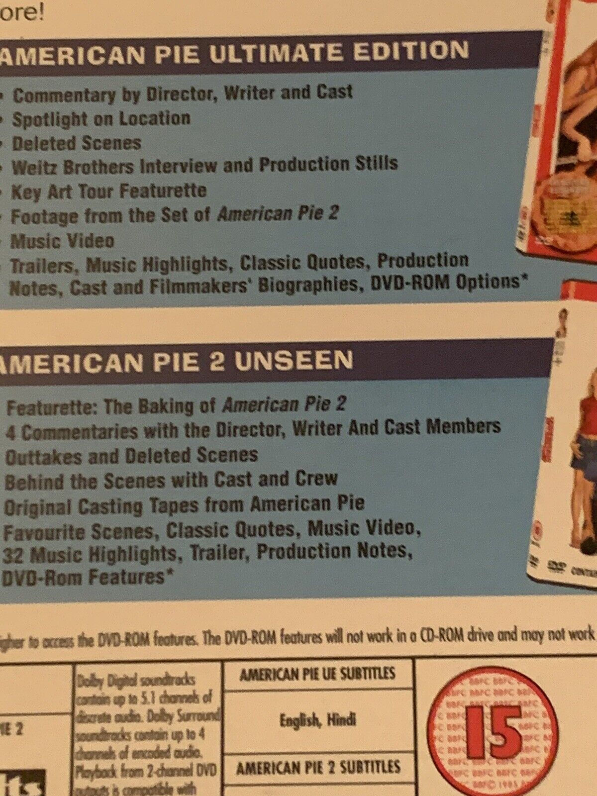 DVD Box Set American Pie & American Pie 2 Cult Comedy R2 Classic 2002 2 Disc