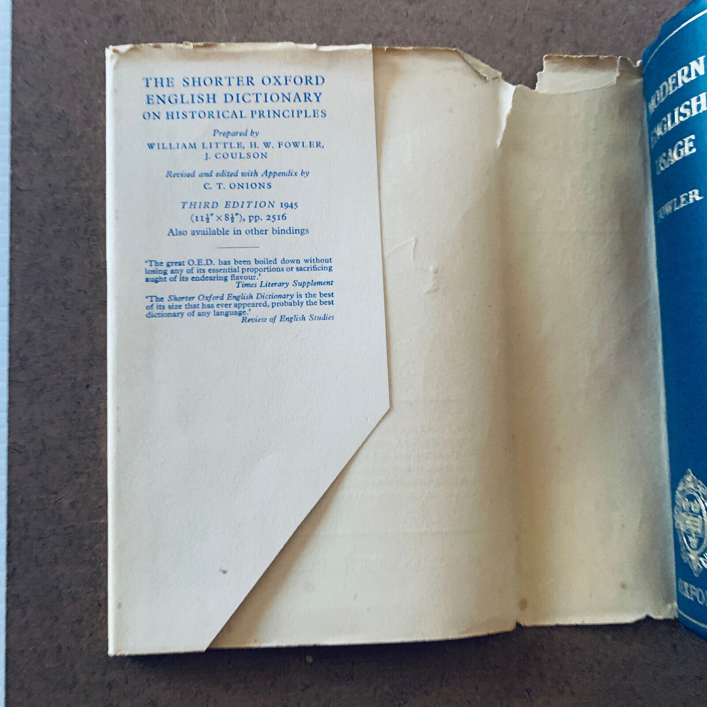 HC Book A DICTIONARY OF MODERN ENGLISH USAGE H W Fowler DJ 1958 Words Language
