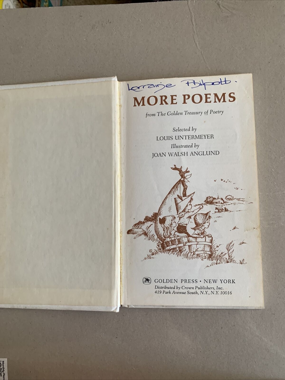 HC Book 1959 USA MORE POEMS By Louis Untermeyer Illustrated By Anglund Vtg Small