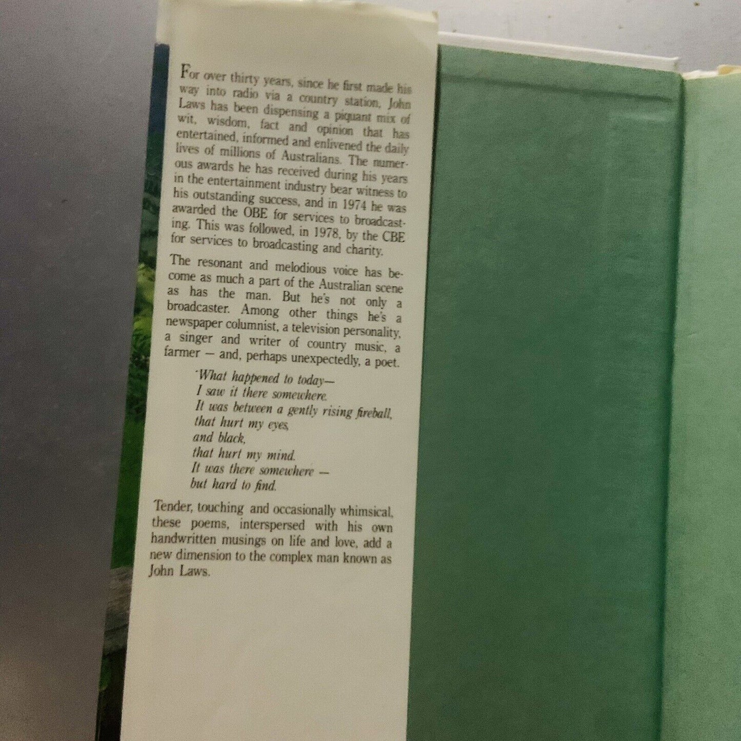 HC Book SOMEWHERE REMEMBERING John Laws Australia Radio Personality Poetry 1984