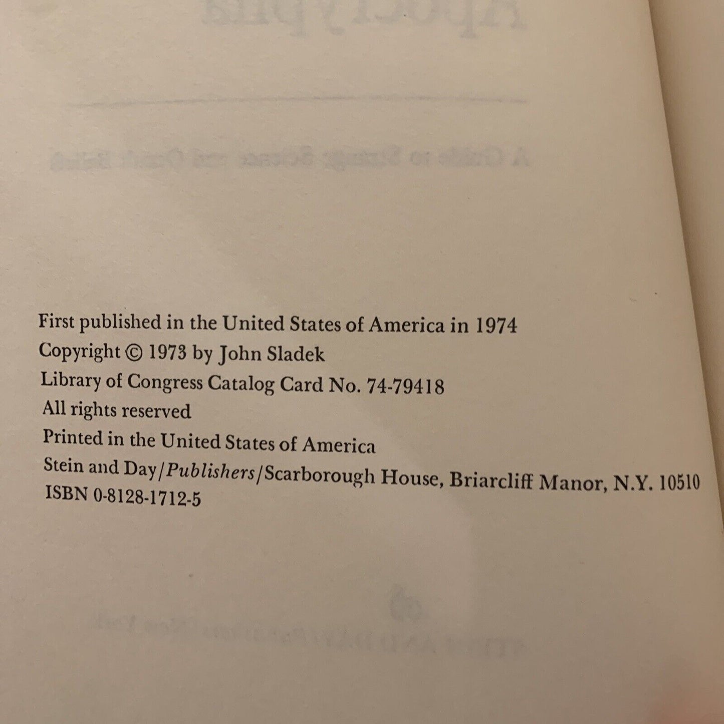HC Book THE NEW APOCRYPHA Strange Sciences and Occult Belief DJ 1973 John Sladek